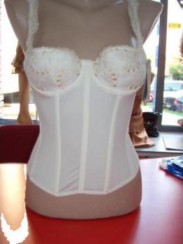 Corset Microfibra Cu Broderie Bej