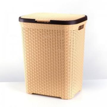 Cos de rufe cu capac 65 litri cu model rattan