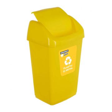Cos gunoi capac batant, reciclare eco 35 L, galben