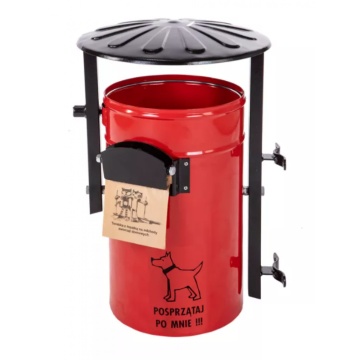 Cos stradal pentru deseuri animale Kacper, rosu, metal, 35 L