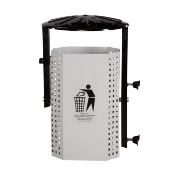 Cos stradal pentru gunoi, gri, metal, 35 l