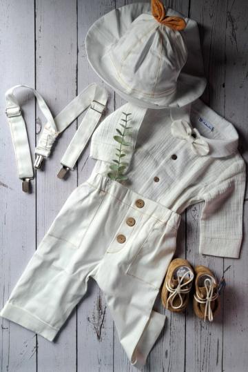 Costum botez Explorator - Cristoph - alb-ivoire maneca lunga