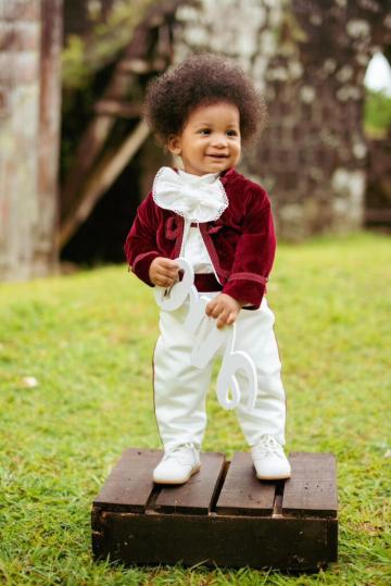 Costum de botez Micul Print (1-4 ani) - burgundy