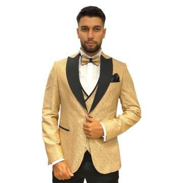 Costum mire/ginere - costum auriu regal pentru barbati