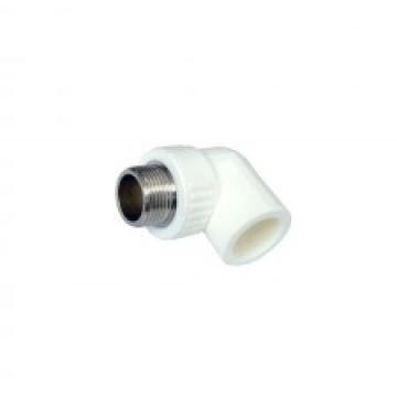 Cot 90 cu filet metalic exterior, PPR alb, 20x1/2"