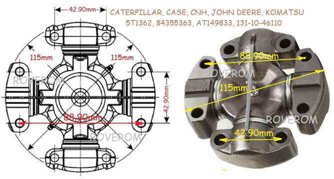 Cruce cardan Caterpillar, Case, CNH, John Deere, Komatsu