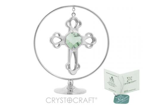 Cruciulita argintie Swarovski Circle of faith