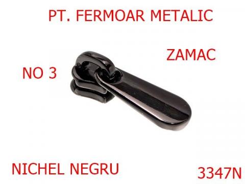 Cursor pentru fermoar metalic no.3 mm nichel negru 3347N