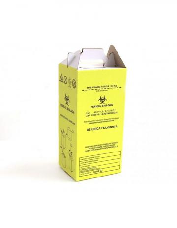 Cutie carton deseuri infectioase, 10 litri, sac galben