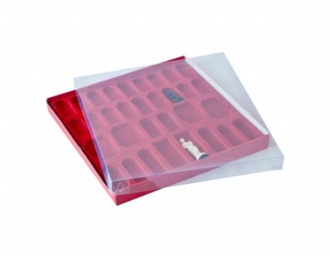 Cutie decorativa piese sah tematice din plastic