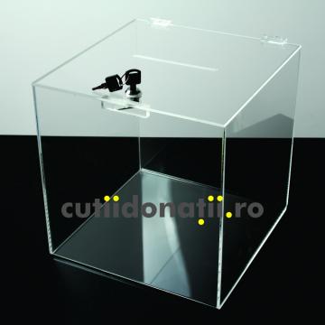 Cutie din plexiglas pentru donatii/tombole