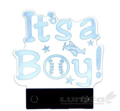 Decor tort acrylic, It's a Boy - Led Cake Topper