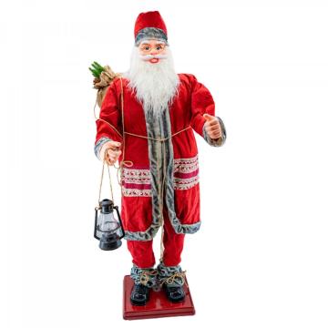 Decoratiune Mos Craciun Muzical, cu miscare lenta , 180 cm