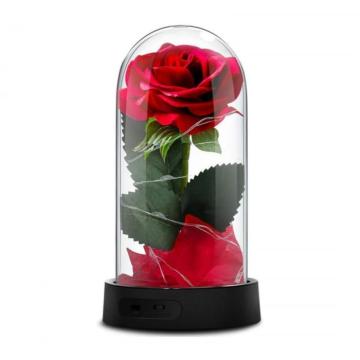 Decoratiune Trandafir rosu etern, iluminat cu LED-uri