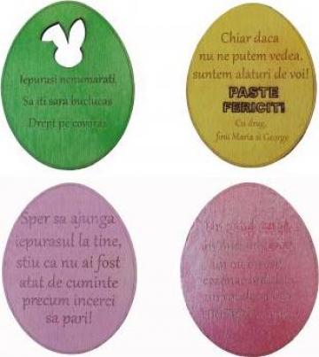 Decoratiune Un gand de Paste, ou lemn colorat, mesaj persona