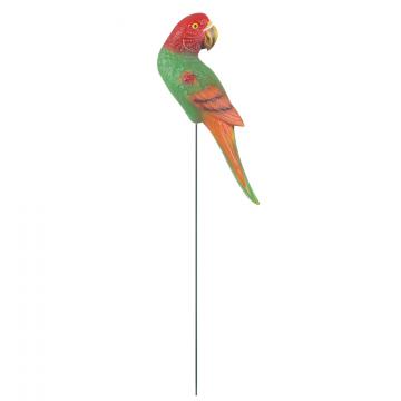 Decoratiune gradina, plastic, papagal pe bat, verde, 74 cm