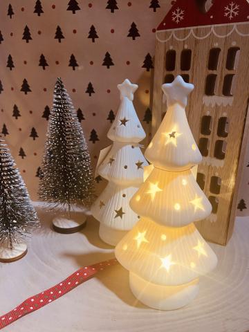Decoratiune luminoasa ceramica brad Led 15 cm