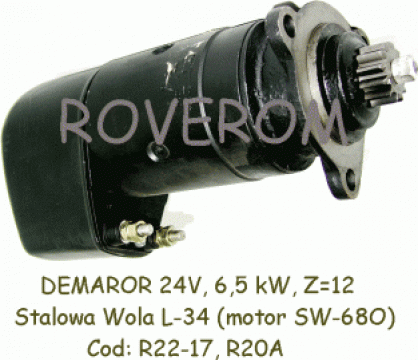 Demaror 24V, 6,5 kW, Z=12, Stalowa Wola L-34 (motor SW-680)