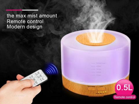 Difuzor de arome, vaporizator 500 ml - LED color - Cu timer