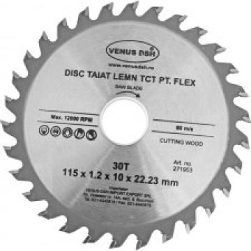Disc taiat lemn TCT pentru flex - 115x1.2x10x22.23 mm - 30 T