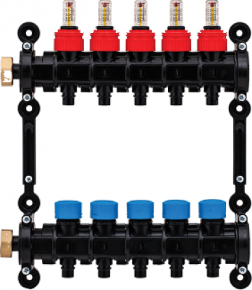 Distribuitor-colector modular, cu debitmetre