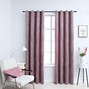 Draperii opace cu inele, 2 buc., roz antic, 140x245cm