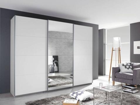 Dulap Kulmbach 203x210x62cm alb alpin/ oglinda