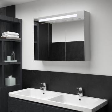 Dulap de baie cu oglinda si LED, 88 x 13 x 62 cm