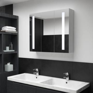 Dulap de baie cu oglinda si LED, 89 x 14 x 62 cm