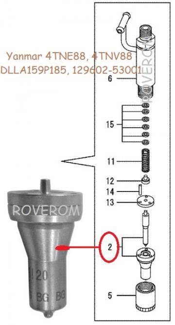 Duze injector Yanmar 4TNE88, 4TNV88, Komatsu, DLLA159P185