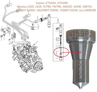 Duze injector Yanmar 4TNV94, 4TNV98, Komatsu PC75R, PW75R