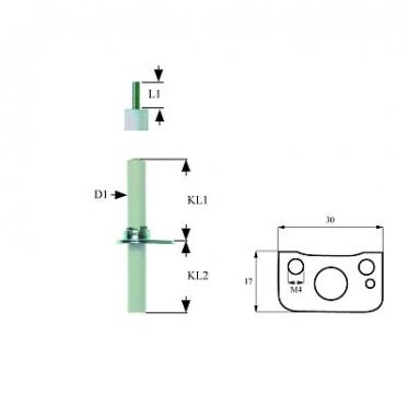 Electrod aprindere lungime flansa 30mm, 102882