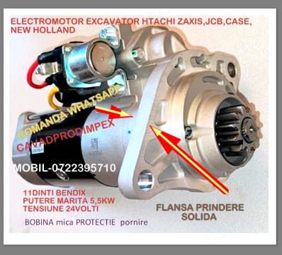 Electromotor nou pentru excavator Hitachi, JCB, Case