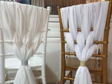 Esarfe pentru scaune Chiavari/Tiffani, decor scaune cu voal