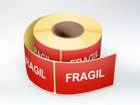 Etichete personalizate, Fragil, 30x60 mm, 1000 buc/rola
