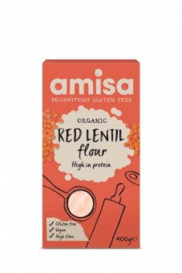 Faina de linte rosie, fara gluten, eco 400g Amisa