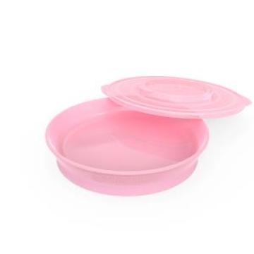 Farfurie cu capac Twistshake 6luni+ Pastel Pink