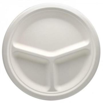 Farfurii biodegradabile 3 compartimente, 23 cm, set 50