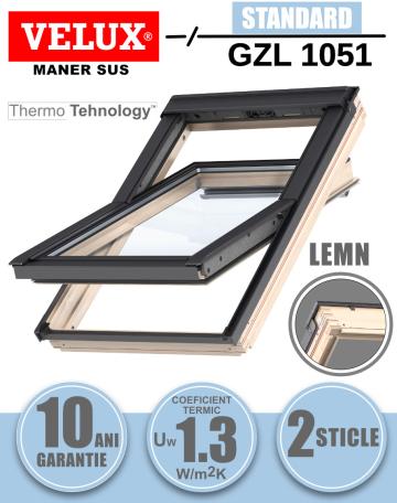 Fereastra mansarda Velux GZL 1051 cu rama de etansare, lemn