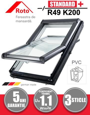 Fereastra mansarda + rama Roto R49 K200 PVC