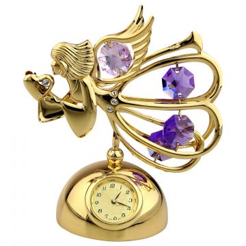 Figurina Ingeras cu cristale Swarovski pe suport cu ceas
