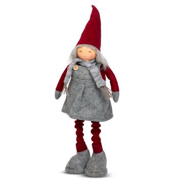 Figurina spiridus textila de Craciun - picior telescopic