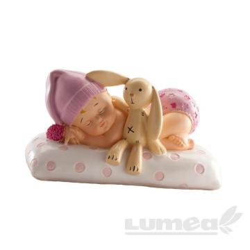Figurina tort bebe dormind roz - deKora
