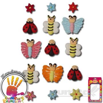 Figurine buburuze, albinute, floricele, fluturase din zahar