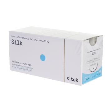 Fir sutura D-tek, Silk cu ac triunghiular/rotund - 12 buc