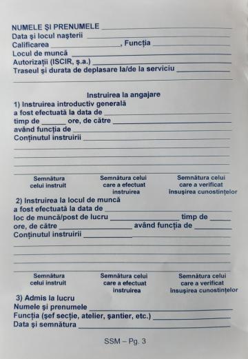 Fise de instructaj protectia muncii SSM si SU, dosar medical