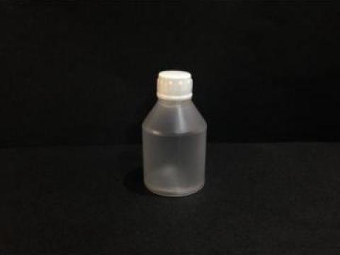 Flacon plastic transparent 25ml cu dop fi 10 alb/rosu
