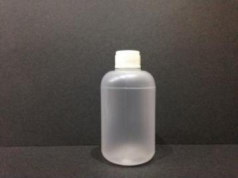Flacon plastic transparent 50 ml cu dop fi 10 alb/rosu