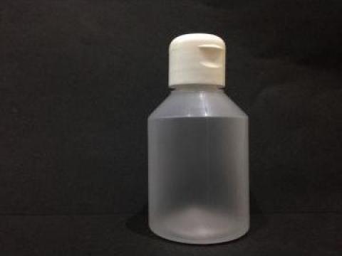 Flacon plastic transparent/alb 150 ml cu dop flip top