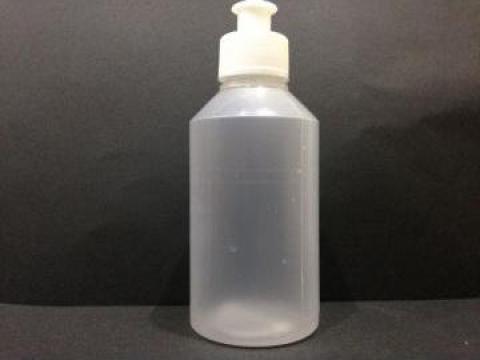 Flacon plastic transparent/alb 200 ml cu dop push pull